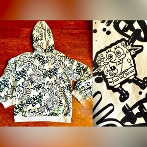 DIVIDED X SPONGEBOB BLK/WHT PULL OVER HOODIE WOMENS SIZE XS